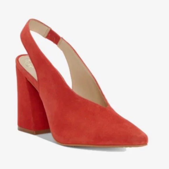 Vince Camuto Shoes - Vince Camuto Red Block Heel Pointed toe Strap Heel
